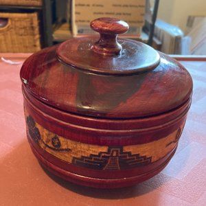 Handmade wooden red box with lid